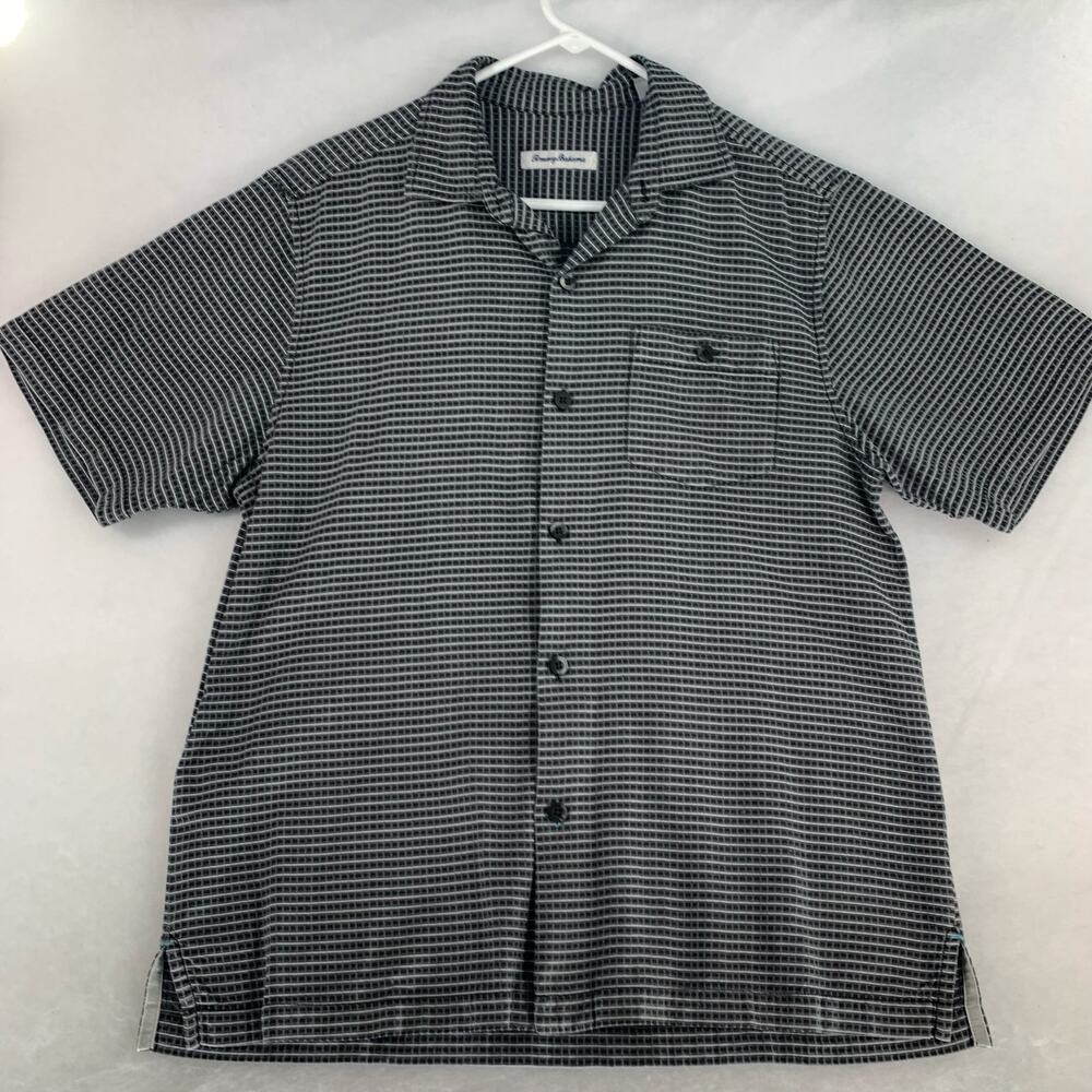Tommy Bahama Tropic Isles Silk Blend Short Sleeve Camp Shirt Black Size M